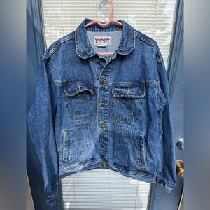 Vtg Large Wrangler Hero Denim Jacket Small Blue Jean Trucker Cotton 90s Cowboy
